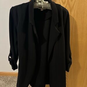 Magnolia Black Blazer with Ruched Sleeves